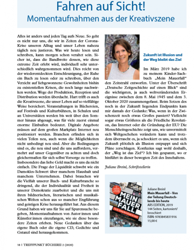 Ein Artikel von mir in "Treffpunkt Bücherei" zum Thema Corona